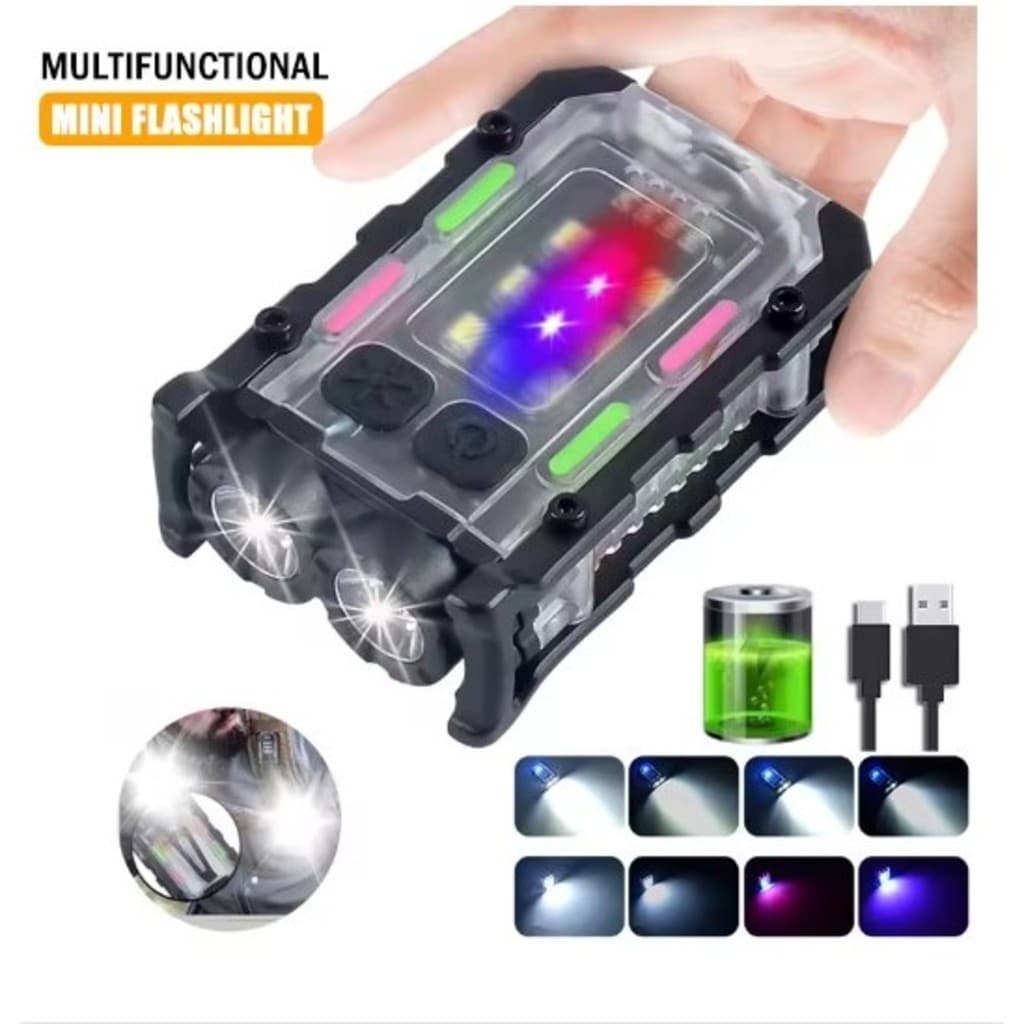 Mini Lanterna Led Portátil EDC Tipo C Recarregável 8 Modos de Iluminação tocha Com Clipe