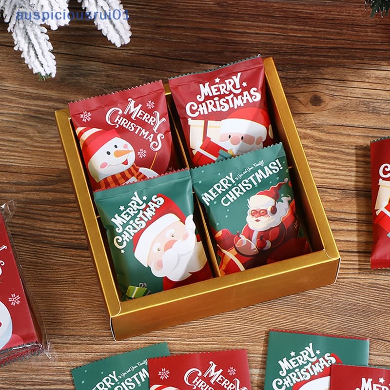 [Auspiciousrui01] 100Pcs Sacos De Natal Com Selo Quente Embalagem Para Biscoitos Festas