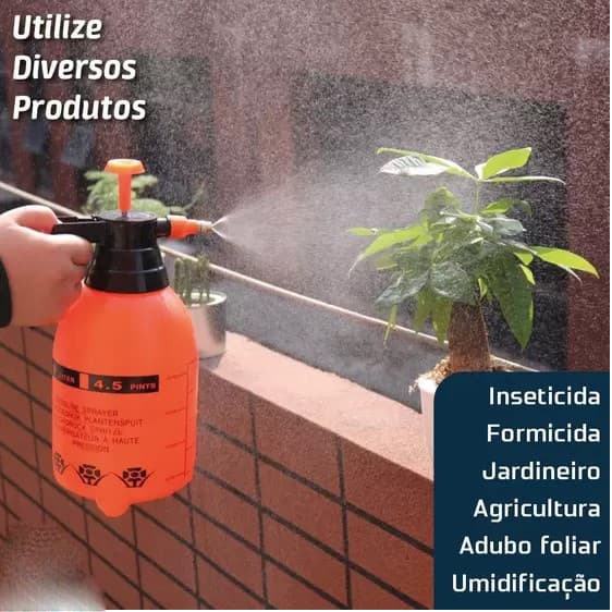 Pulverizador Spray Borrifador Lavagem Carro Detetização Compressão Previa 2 Litros Com Válvula