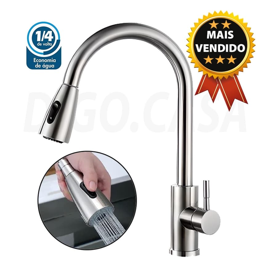 Torneira De Cozinha Gourmet Monocomando Extensor Digo.Casa