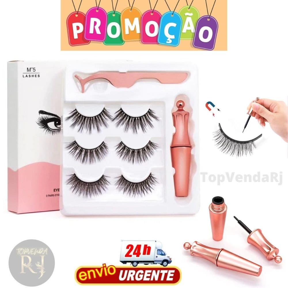 Kit Cílios E Delineador Magnéticos Com Pinça - Novidade - Magnetic Eyelashes
