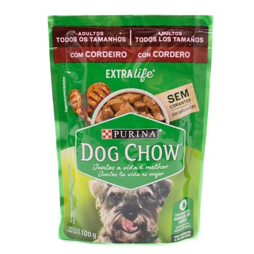 Ração Úmida Purina Dog Chow Sachê para Cães Adultos sabor Cordeiro  100g