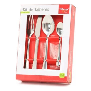 Kit De Talheres Inox 24 Pçs Colher Garfo Faca Jogo Cozinha