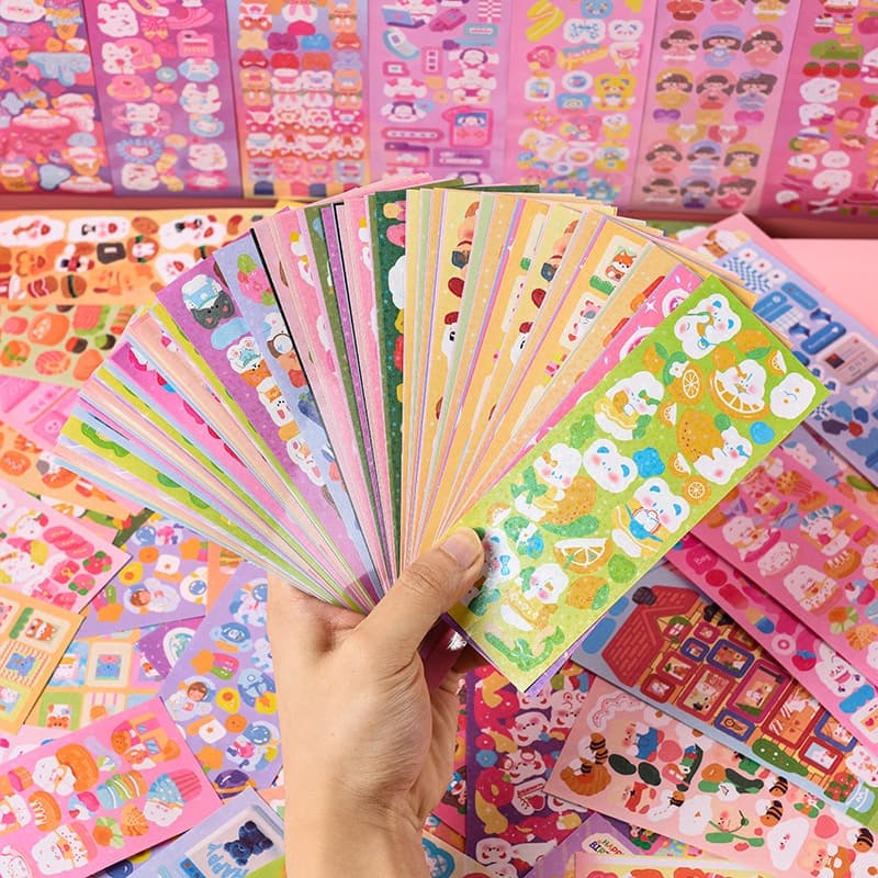 1000/50/10Sheets Cute Cartoon Guka Laser Scrapbook Material De Decoração Adesivos Para Capacete De Bicicleta Decalques De Lápis De Conta Manual LanLanStickersWorld