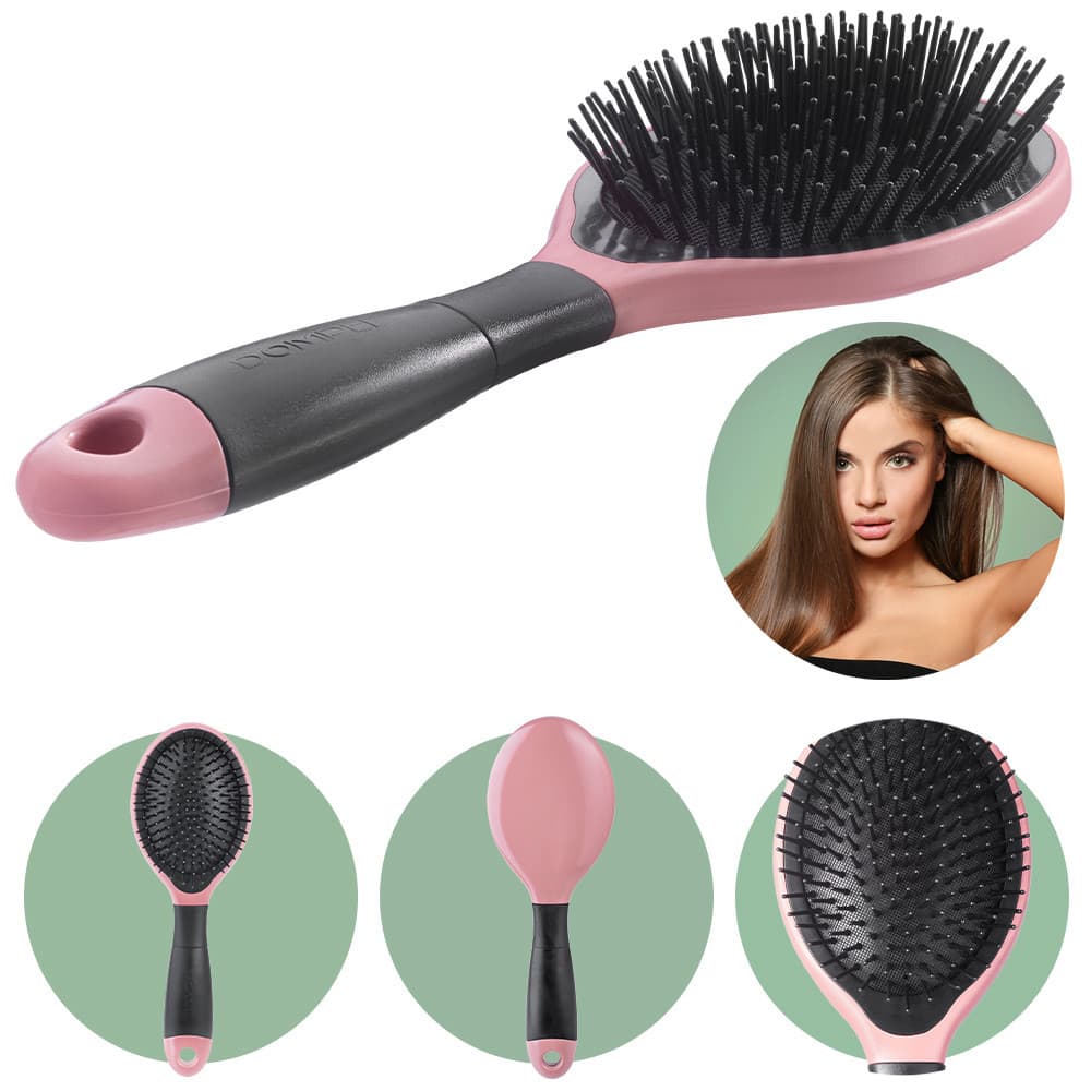 Escova de Cabelo Desembaraçar Oval Premium Profissional Almofadada Dompel Rosa