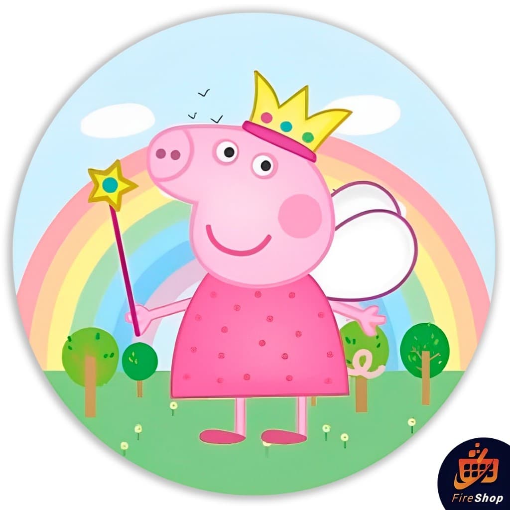Painel 50x50 Festa Tema Desenho Porquinha P3ppa PIG - Tecido Sublimado C/ Elástico