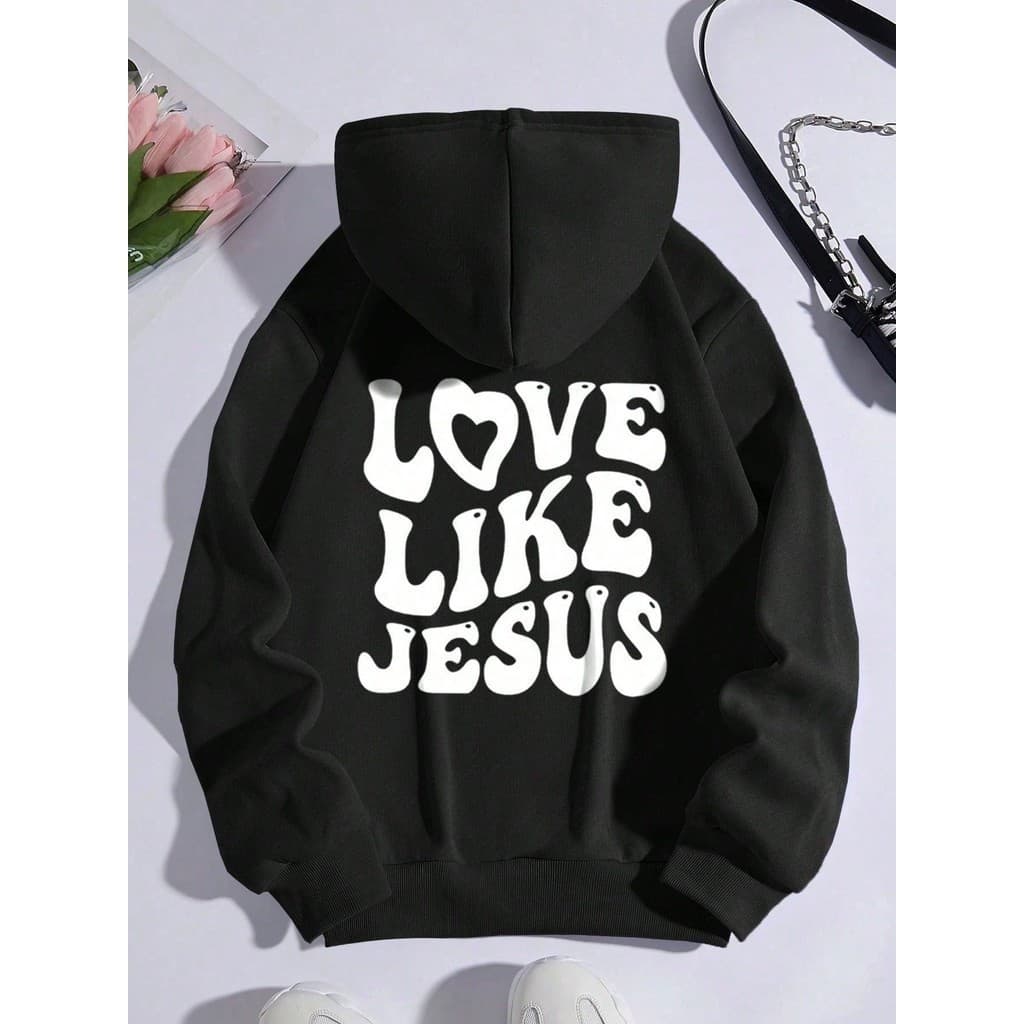 Moletom Feminino Estampado Religioso Com Capuz E Estampa De Texto