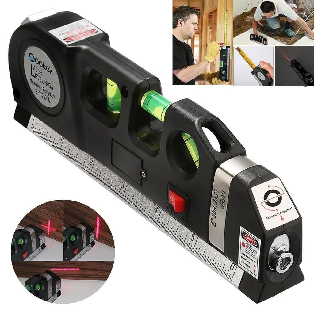 Nível bolha com Laser Profissional Trena, régua,  lase Estágios 3 Níveis profissional