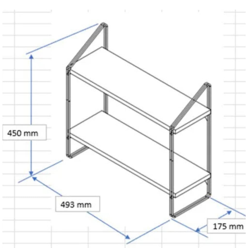 Prateleira Dupla 16 cm x 49 cm - Luxo Branca c/Suporte Preto