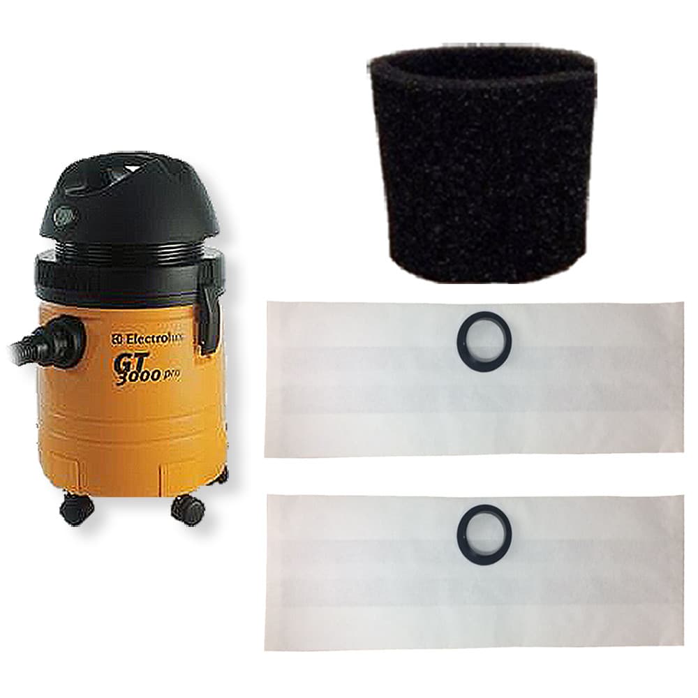 3 Saco Descartável + Filtro Espuma para Aspirador de Pó Electrolux  GT3000 PRO / GT30N - Bocal 6,5cm