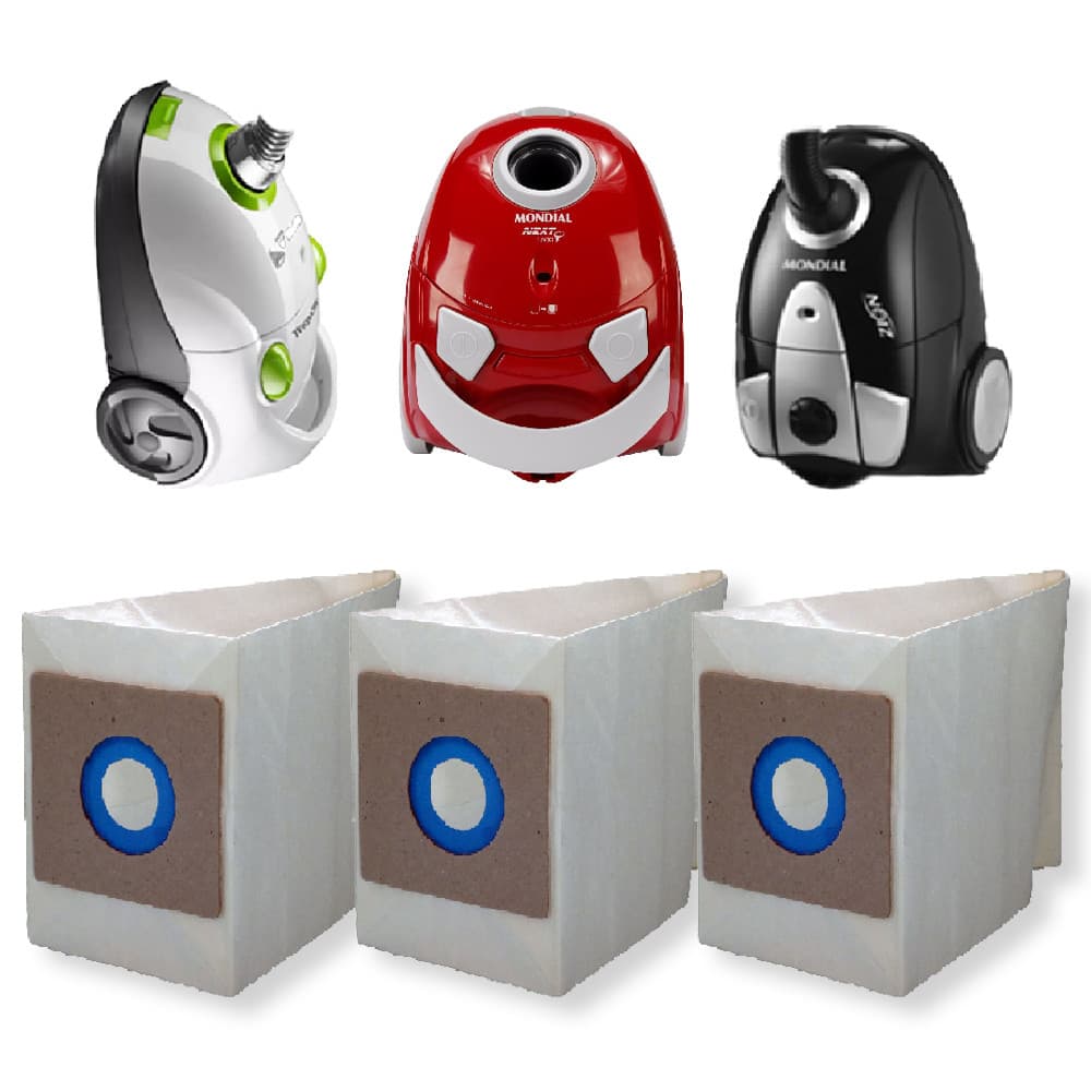 3 Saco Descartável para Aspirador de Pó Mondial Cyclo / Next / Zion