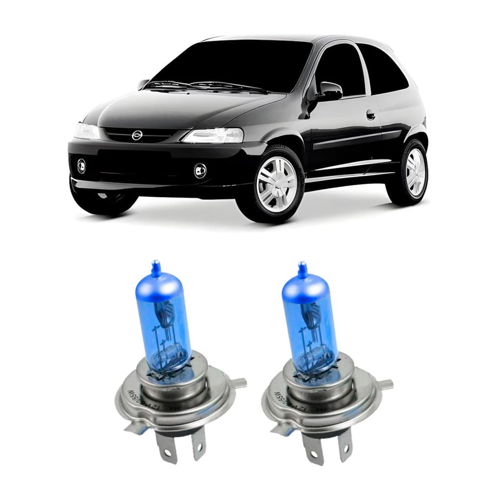 Par de Lâmpadas Super Branca Farol Celta 2000 2001 2002 2003 2004 2005 8500k H4