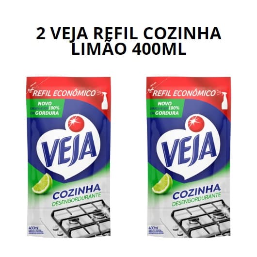KIT COM 2 Veja Refil Desengordurante Cozinha Limão 400ml