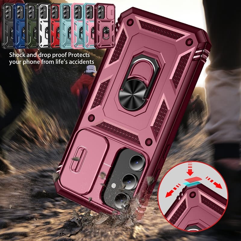 Protetor De Lente Armadura Dura + Capa De Silicone Macia Para Samsung A13 A23 4G A33 A53 5G S23FE Suporte Capa