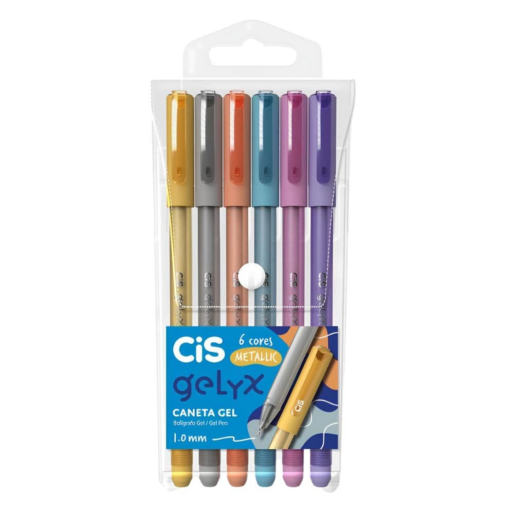 Estojo Canetas Gel Cis Gelyx 1.0 Metalicas 6 Cores