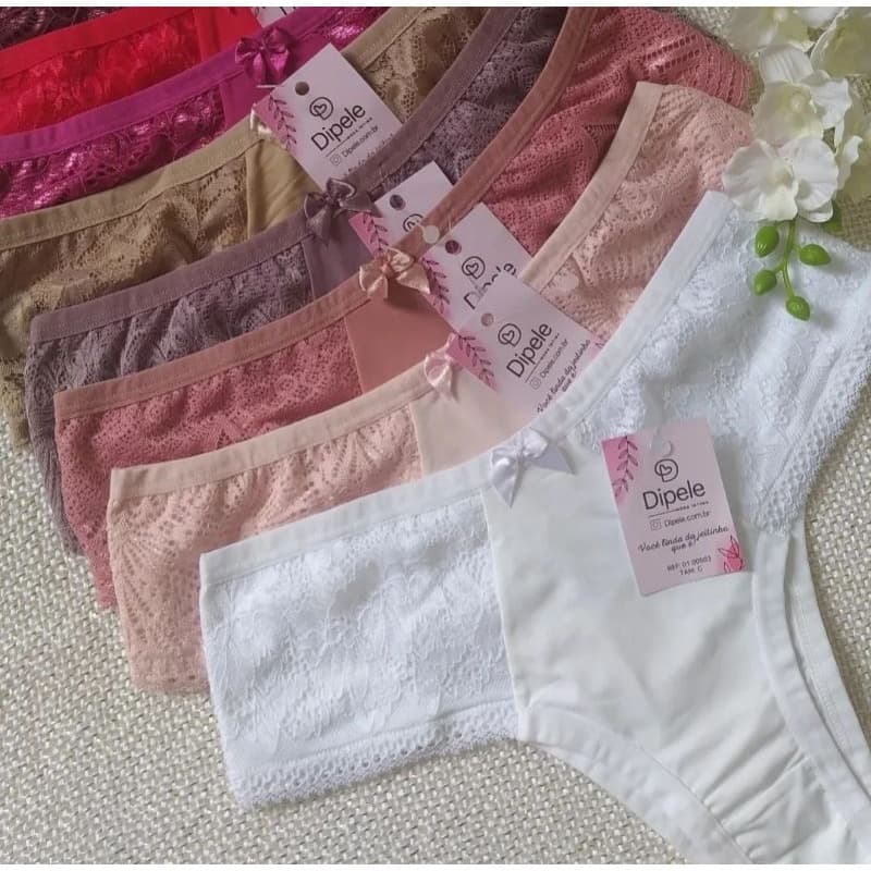Kit 05 Calcinha Tanga Conforto Luxo Feita em Poliamida