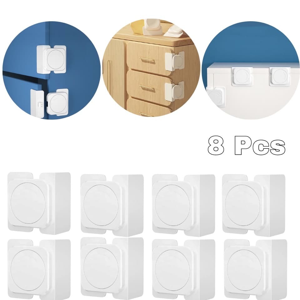 Kit 8 PÇS Trava De Gaveta  e Porta de Armários Multifuncional Proteção Bebe