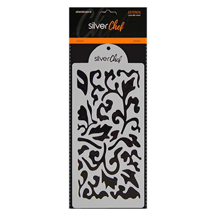 Stencil Plastico Arabesco 1 unidade - Silver Plastic - Rizzo Confeitaria