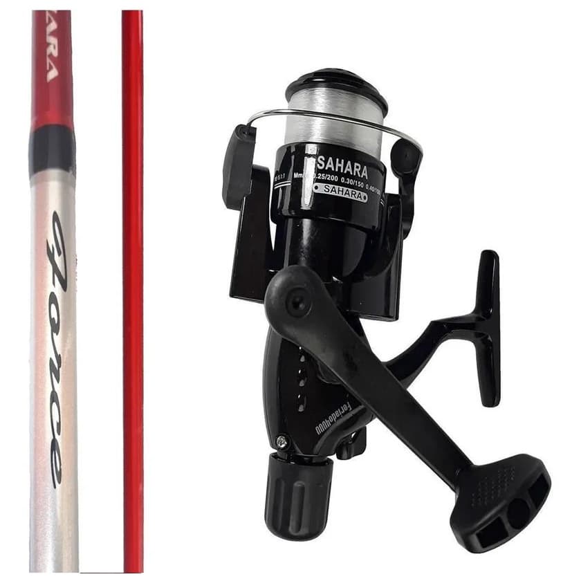 Kit Pesca Vara 2,70 Metros + Molinete 4000 3 Rolamentos Sahara Force 2,70 Metros 30 Libras 2 Partes Oca Tubular Molinete Feriado 4000 3 Rolamentos Friccao Traseira