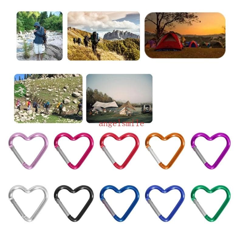 Heart Hooks Carabiner Hook Clip Porta-Chaves Liga Alumínio