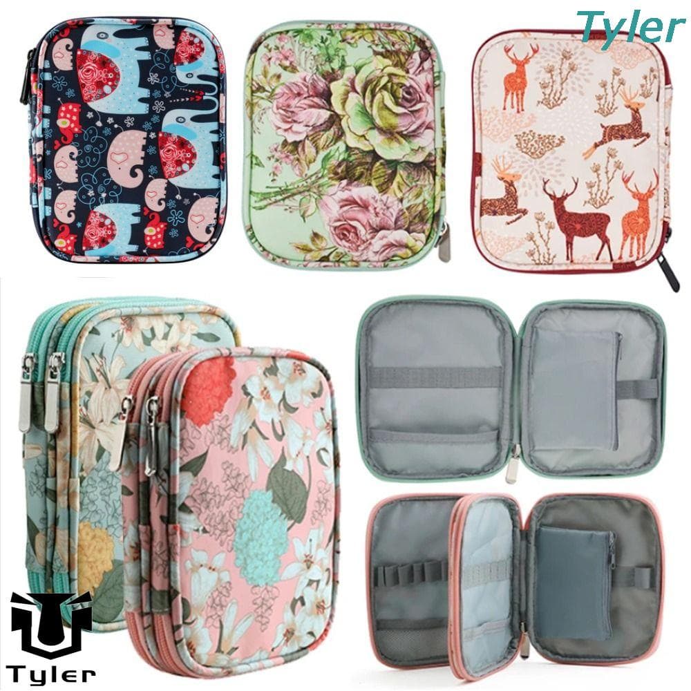 TYLER Crochê De 2 Camadas , Zíper Retângulo Portátil Com Agulhas De Tricotar De Bolso Saco De Armazenamento Home