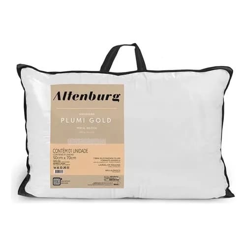 Travesseiro Plumi Gold Suporte Firme Altenburg 50cm x 70cm Percal 180 fios Toque de Plumas