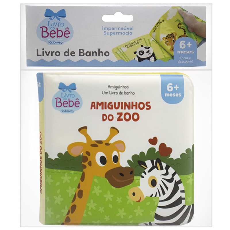 Livro Amiguinhos - Um Livro de Banho: Amiguinhos do Zoo Crianças Filhos Infantil Desenho Pintar