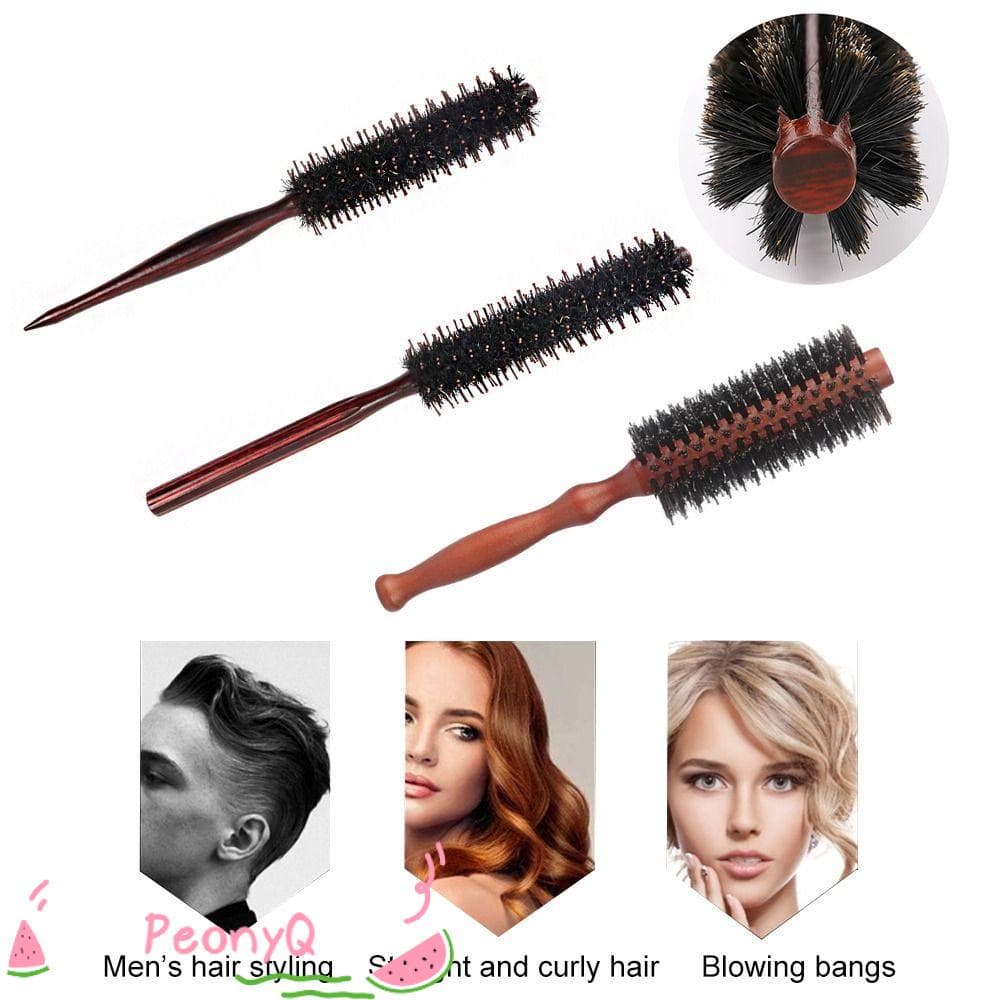 PEONYQ Escova Redonda Pequena , Para Cabelo Com Cabo Secagem Por Sopro Anti-Estática Home