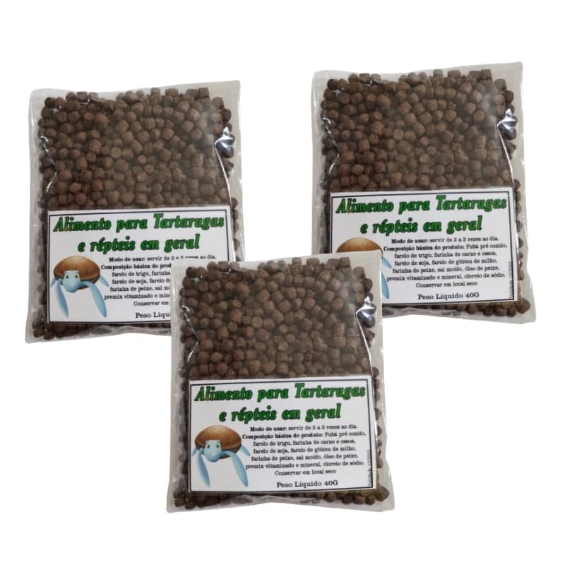 Alimento para Tartaruga ou Reptéis em Geral 40gr - kit com 3 unidades