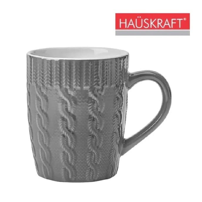 Caneca Porcelana Textura Winter 360ml Cinza - Hauskraft