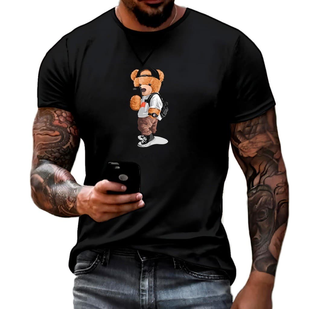 Camiseta Urso Camisa Masculina Estampada Algodão