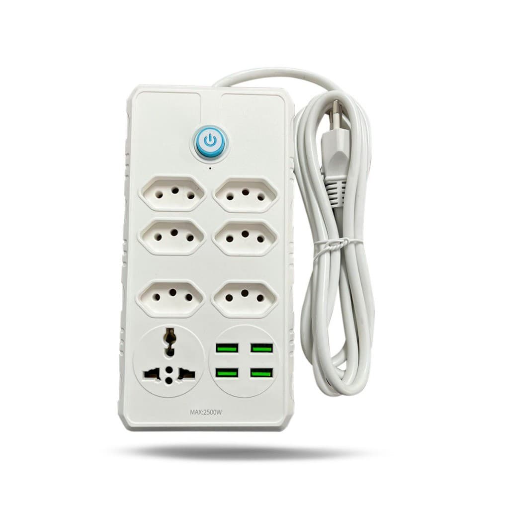 Régua Filtro de Linha com 8 Tomadas Extensão Elétrica 3 Universal 4 U 2 Type c Bivolt 10A 110V/220V
