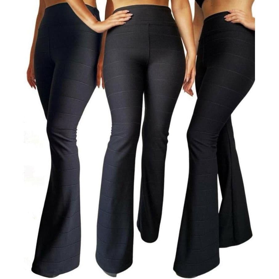 Calça Bandagem Flare Feminina Boca de Sino Cintura Alta