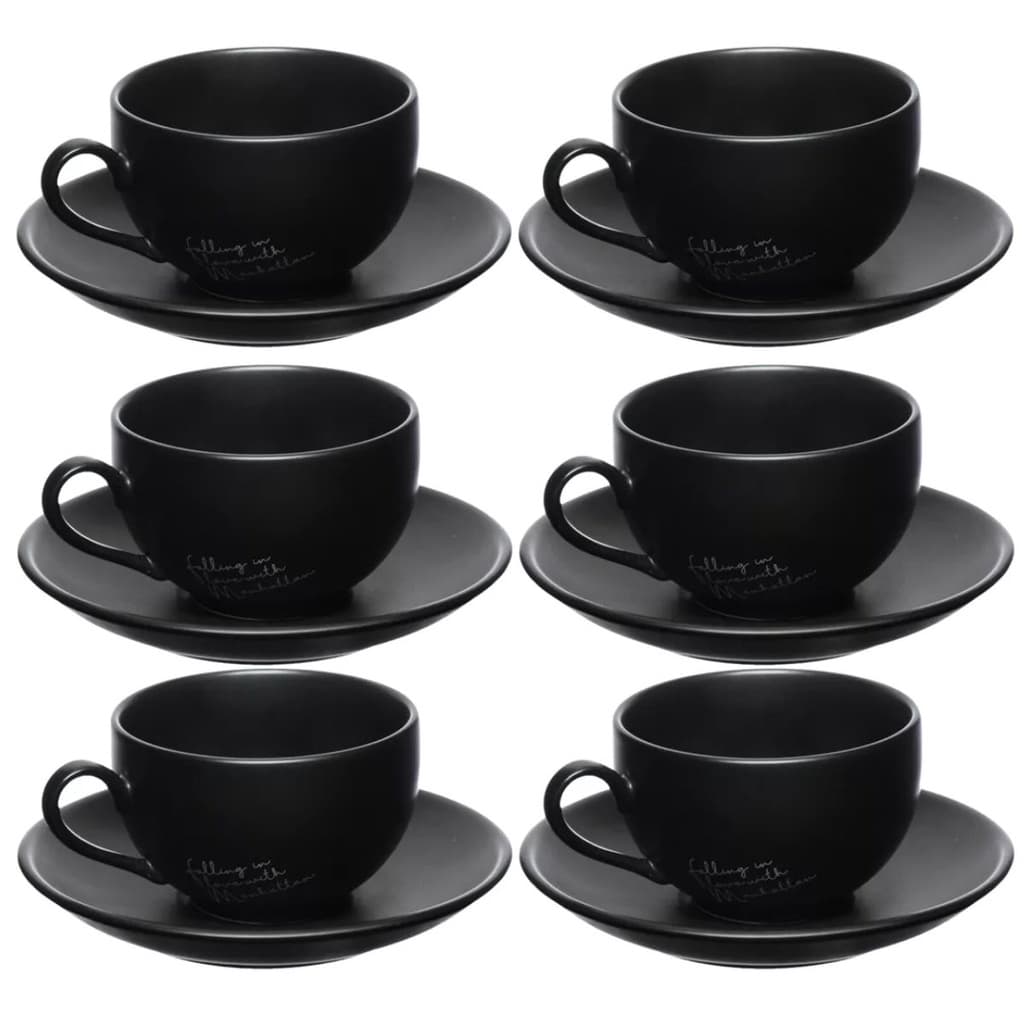 Jogo Conjunto De Xicaras Para Chá 160 Ml Com Pires Porcelana preto