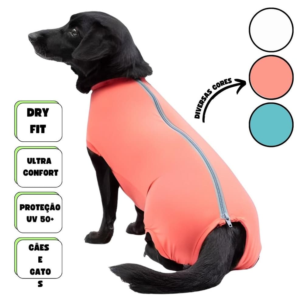 Roupa Pós Cirúrgica Dry Fit UV para Cachorro Pet Cães