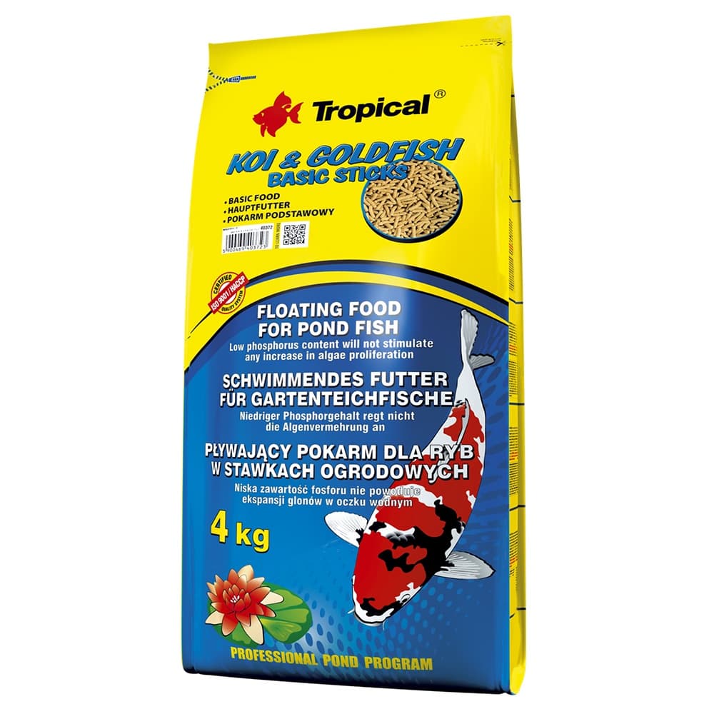 Racao Tropical Koi & Goldfish Basic Sticks 4kg Carpas