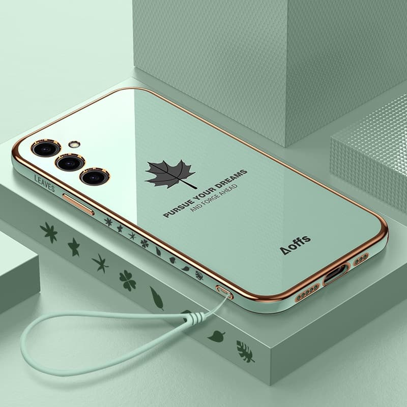 Para Samsung Galaxy A14 A24 A34 A54 A35 A55 A15 A25 4G 5G Capa De Silicone Revestimento Quadrado De Folhas De Da Moda