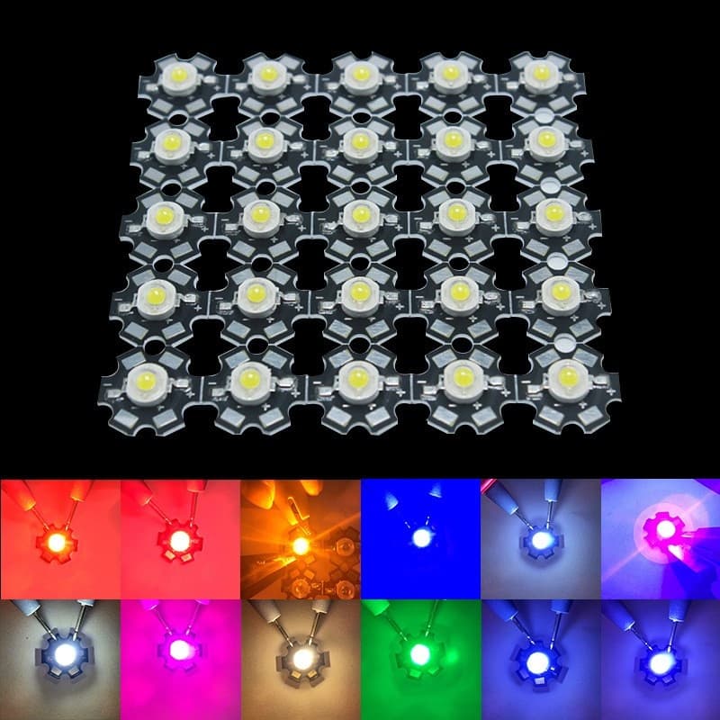 10pcs 1W 3W 5W Diodos De Lâmpada LED De Alta Potência Espectro Total Branco Quente Frio Natural Vermelho Verde Real Azul UV RGB Com PCB Estrela De 20mm