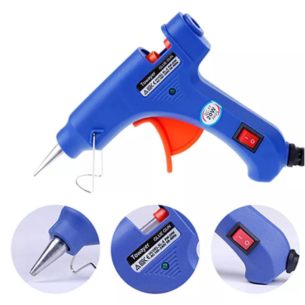 Pistola de Cola Quente Profissional Bico Fino Não Pinga 20W Botão LIGA/DESLIGA 7mm Bivolt 110-220V