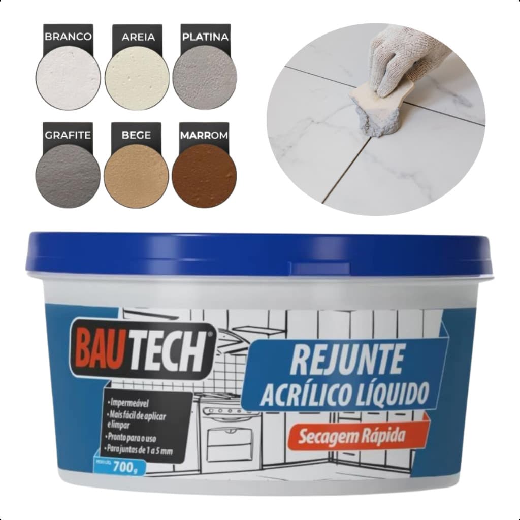 Rejunte Acrílico Pronto Bautech Líquido Cores 470 Gramas