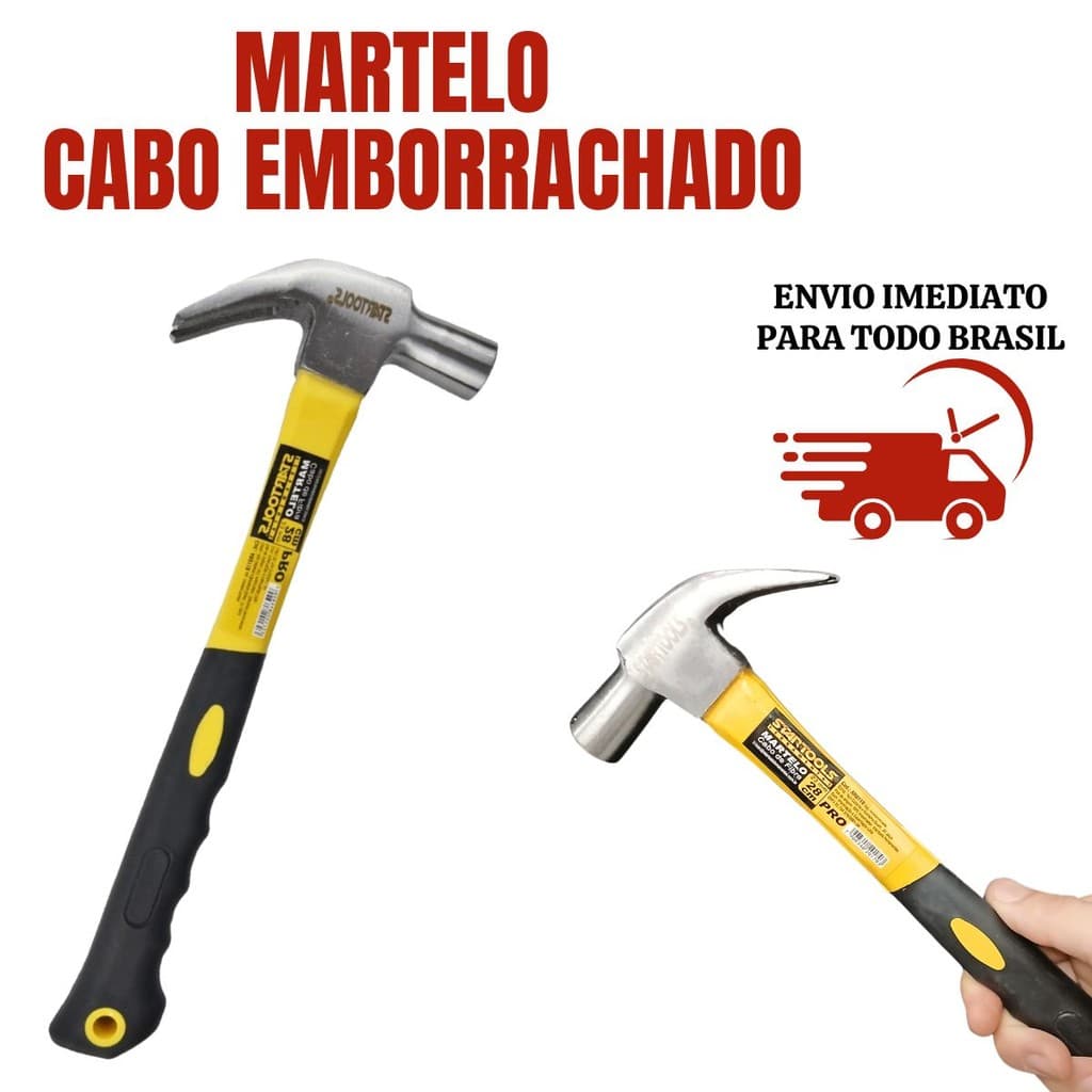 MARTELO UNHA CABO EMBORRACHADO 28CM FIBRA  6X6 AR0118 - 23MM