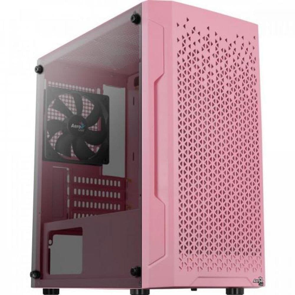 GABINETE GAMER TRINITY MINI ROSA LATERAL VIDRO - AEROCOOL