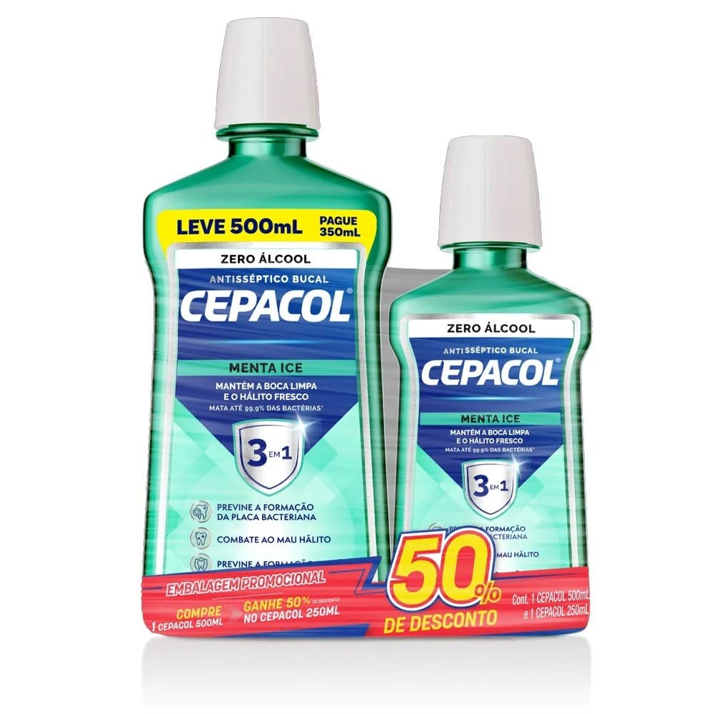 Antisséptico Bucal Cepacol Menta Ice 3 em 1 Combo Especial