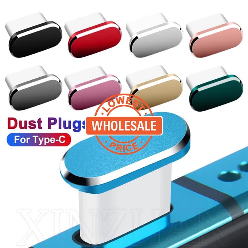 Plug Antipoeira Metálico para Entrada de Carregamento USB Tipo C, Tampa Protetora Universal para iPhone e Android