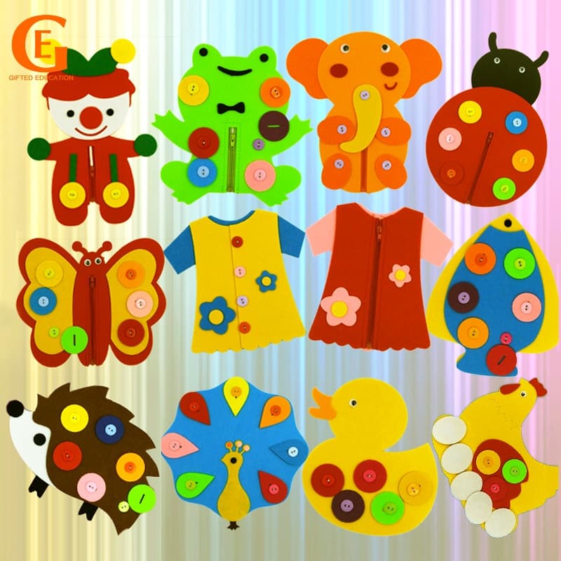 Crianças Montessori Botão Zipper Toy Kids Fine Motor Skills Coordenação Da Mão Dos Olhos Brinquedos De Educação Precoce
