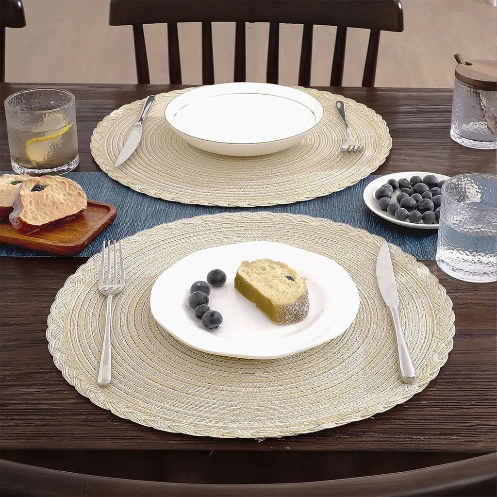 Jogo Americano Kit 4/8 Peças Algodão e linho Mesa Posta Jantar Design de Rotundidade