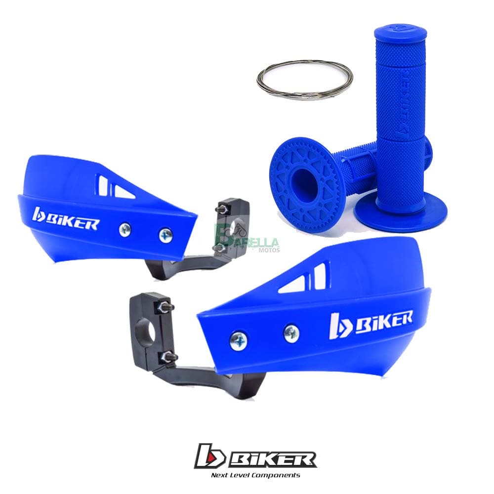 Kit Manoplas Waffle + Protetor Mão Mx1 Azul - Biker