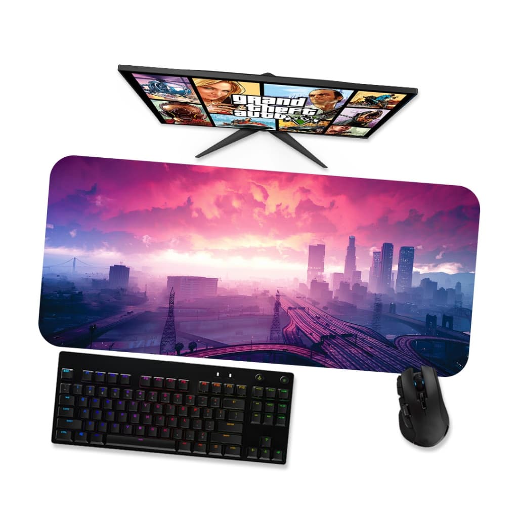 Mouse Pad Gamer Grande Gta V Cenário 3 90x40 80x40 60x40 70x30 45x40