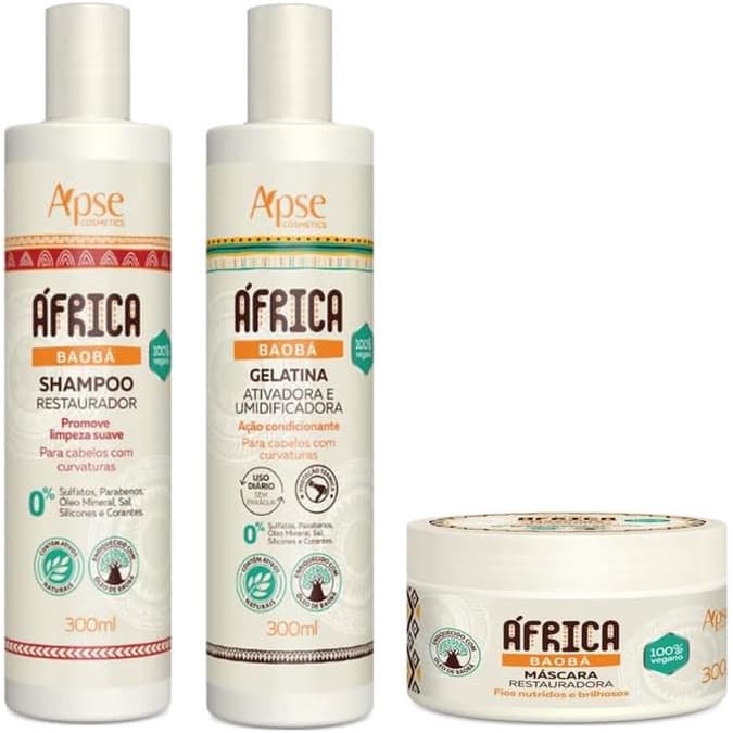 KIT Apse África Baobá Shampoo e Gelatina 300ml e Máscara 300g