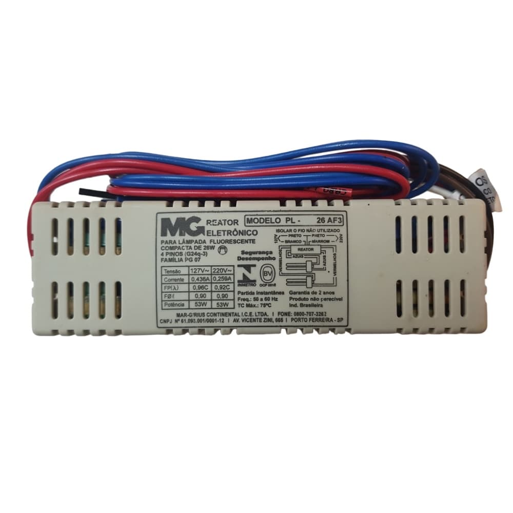 Reator Lampada Pl 1X26w Bivolt Margirius